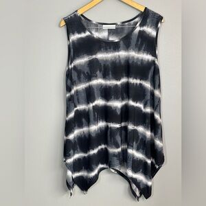 Boutique Black Gray Tye Dye Sleeveless Flowy‎ Tank Top Womens Size 2X